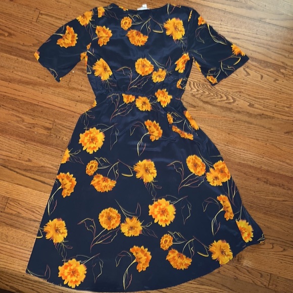 Amour Vert silk Joselle marigold dress M - Picture 5 of 11